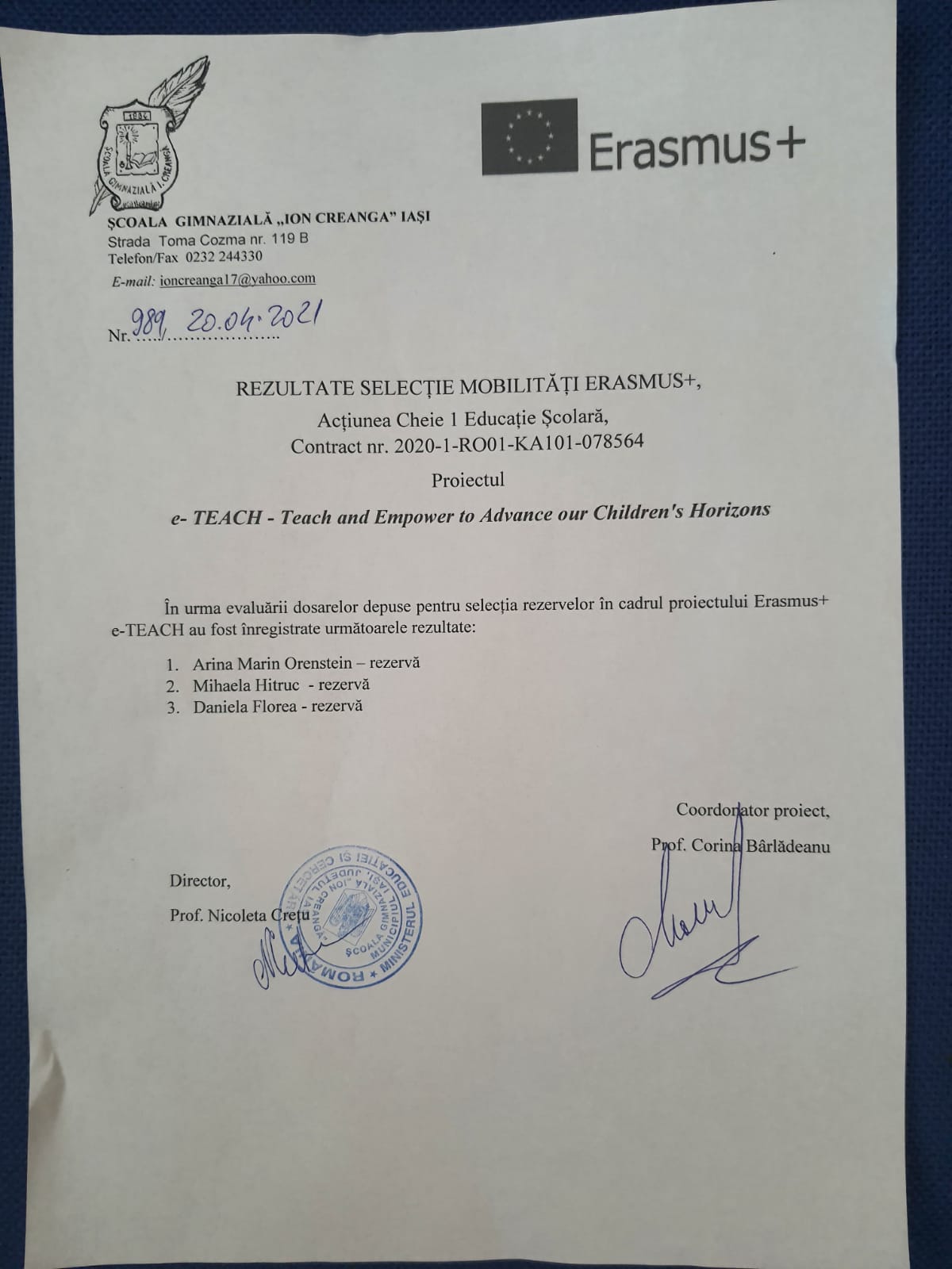 Anunt Erasmus e teach